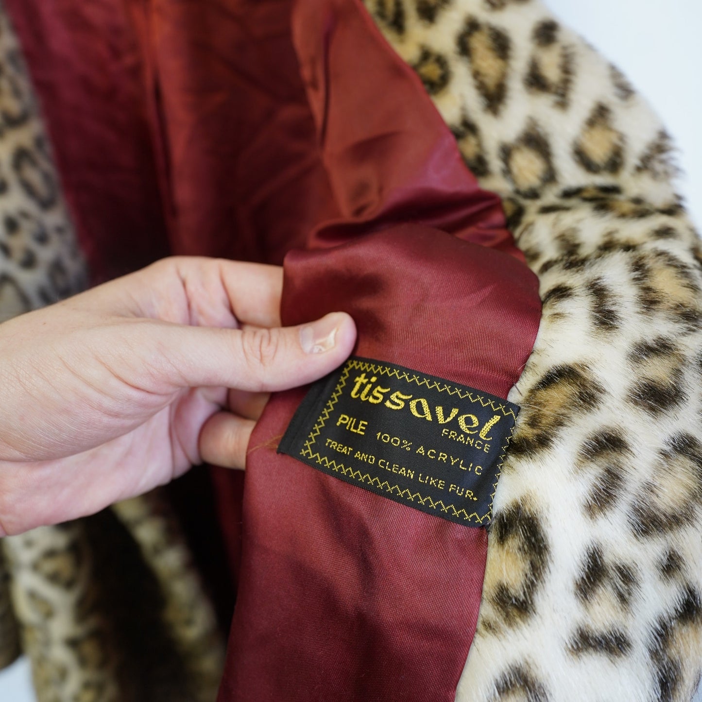 (Women's L/XL) Vintage Cheetah Print Faux Fur Coat Tissavel Women's L/XL Jaguar Mob Wife Glam