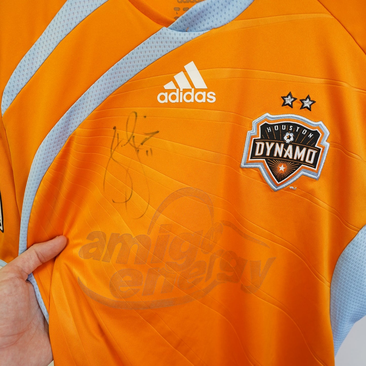 Vintage Adidas Houston Dynamo 09-10 Soccer Jersey Men's L Autographed Orange