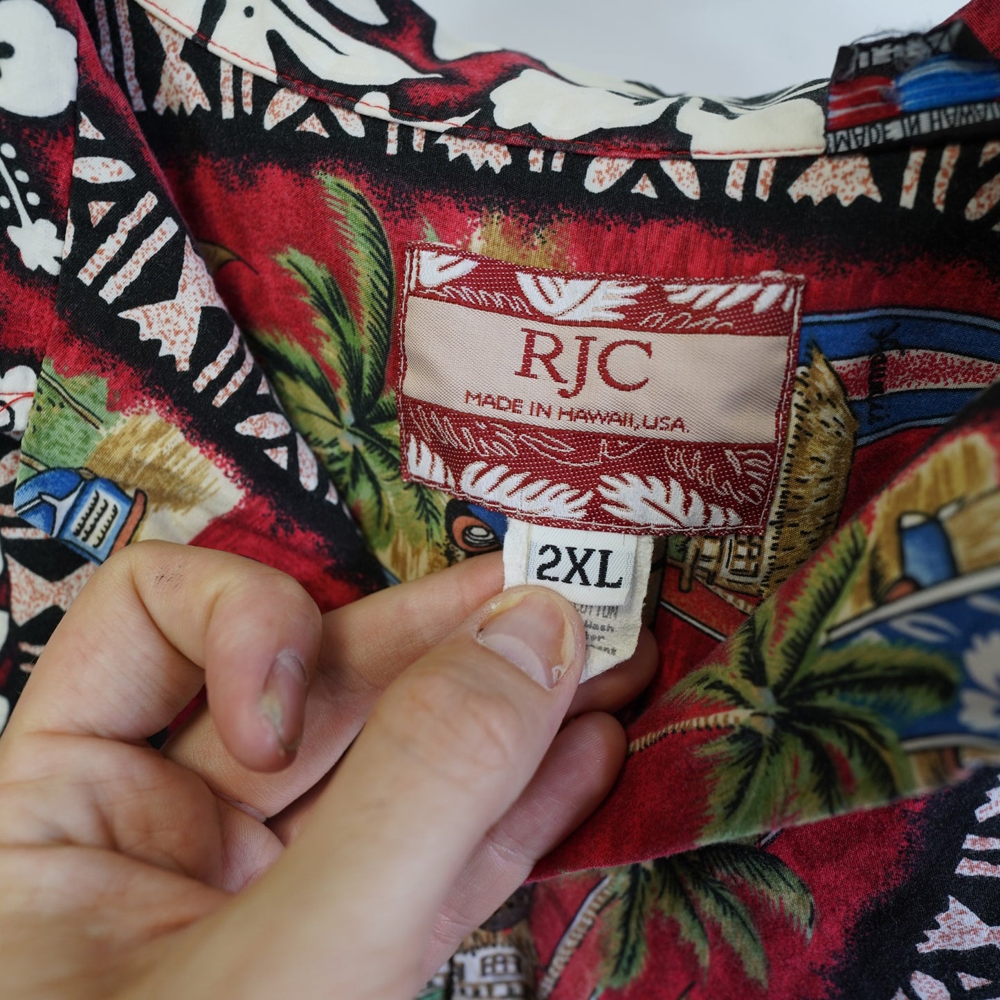 (XXL) Vintage 90's RJC Hawaiian Shirt Men's 2XL Floral Tropical Surf XXL Red