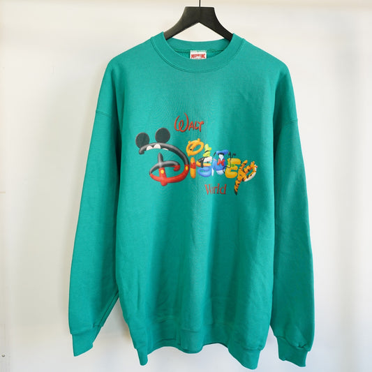 (XXL) Walt Disney World Vintage 90s Aqua Sweatshirt Mickey Mouse Inc