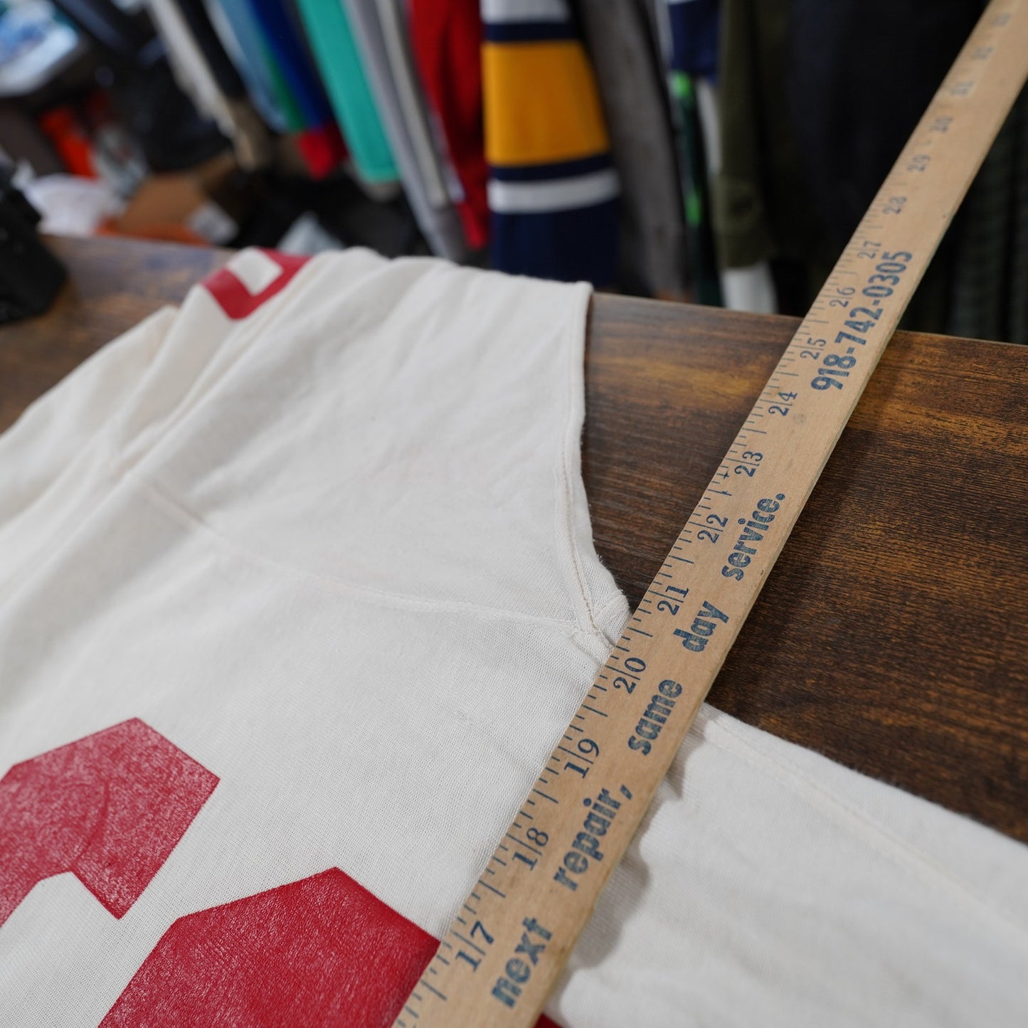 (M) True Vintage 70s Boston University Football Jersey Men's M White Red College