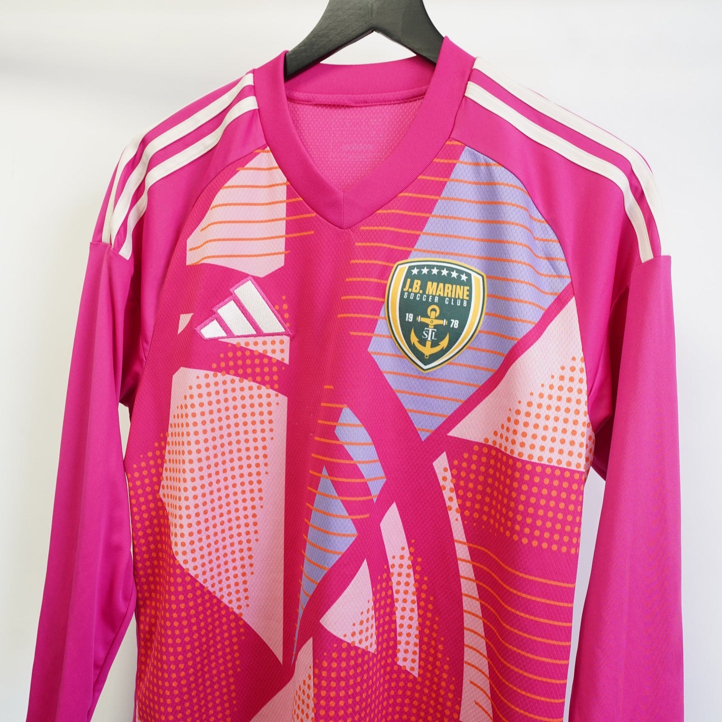 (L) Adidas Goalie Keeper Longsleeve Soccer Jersey Men's L Hot Pink Retro JB Marine
