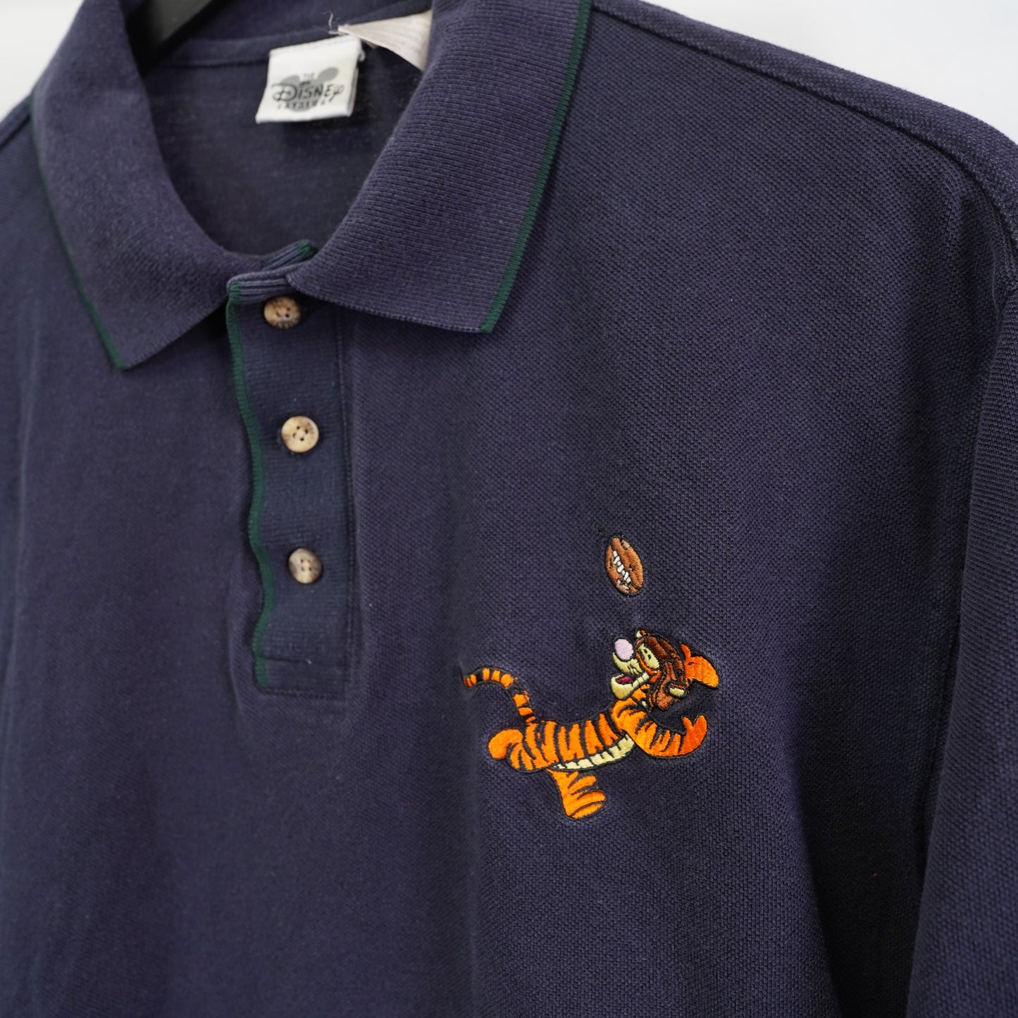 (L) Vintage Tigger Winnie the Pooh Disney Polo Shirt Men's L Navy Football 90s