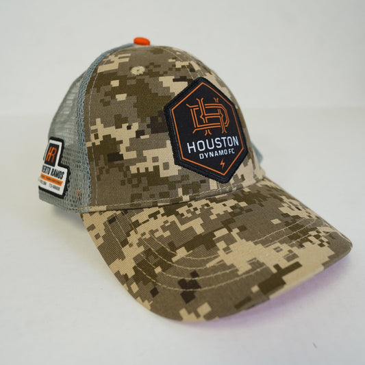 Houston Dynamo FC Snapback Trucker Hat Tan Atmosphere Digital Camouflage Curved