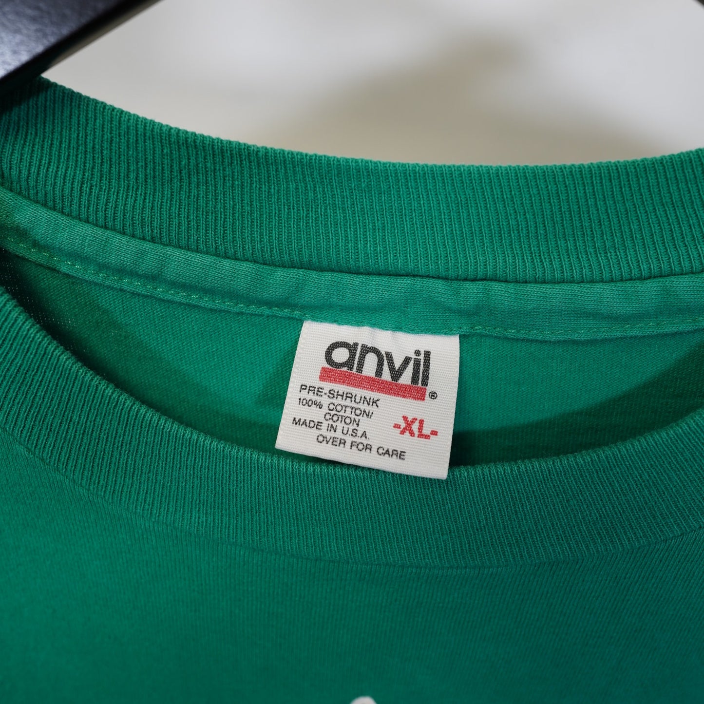 (XL) Vintage Santa Garfield Christmas T-Shirt Men's XL Single Stitch Green Holiday