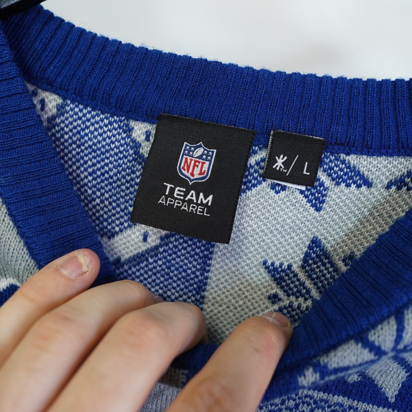 (L) Indianapolis Colts NFL Team Apparel Knit Christmas Sweater Men's L Blue Gray