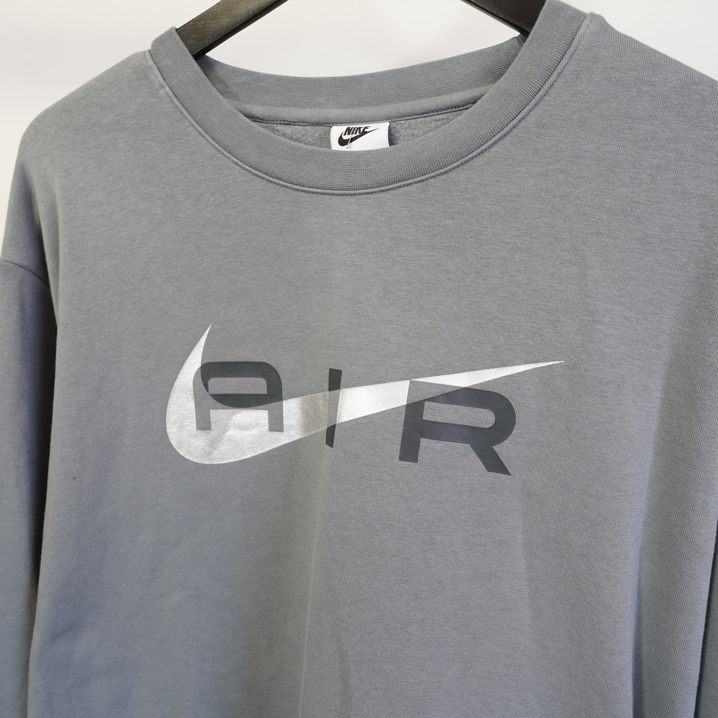 (XXL) Vintage Nike Air Big Swoosh Crewneck Sweatshirt Men's XXL Gray Y2K 2000s Retro