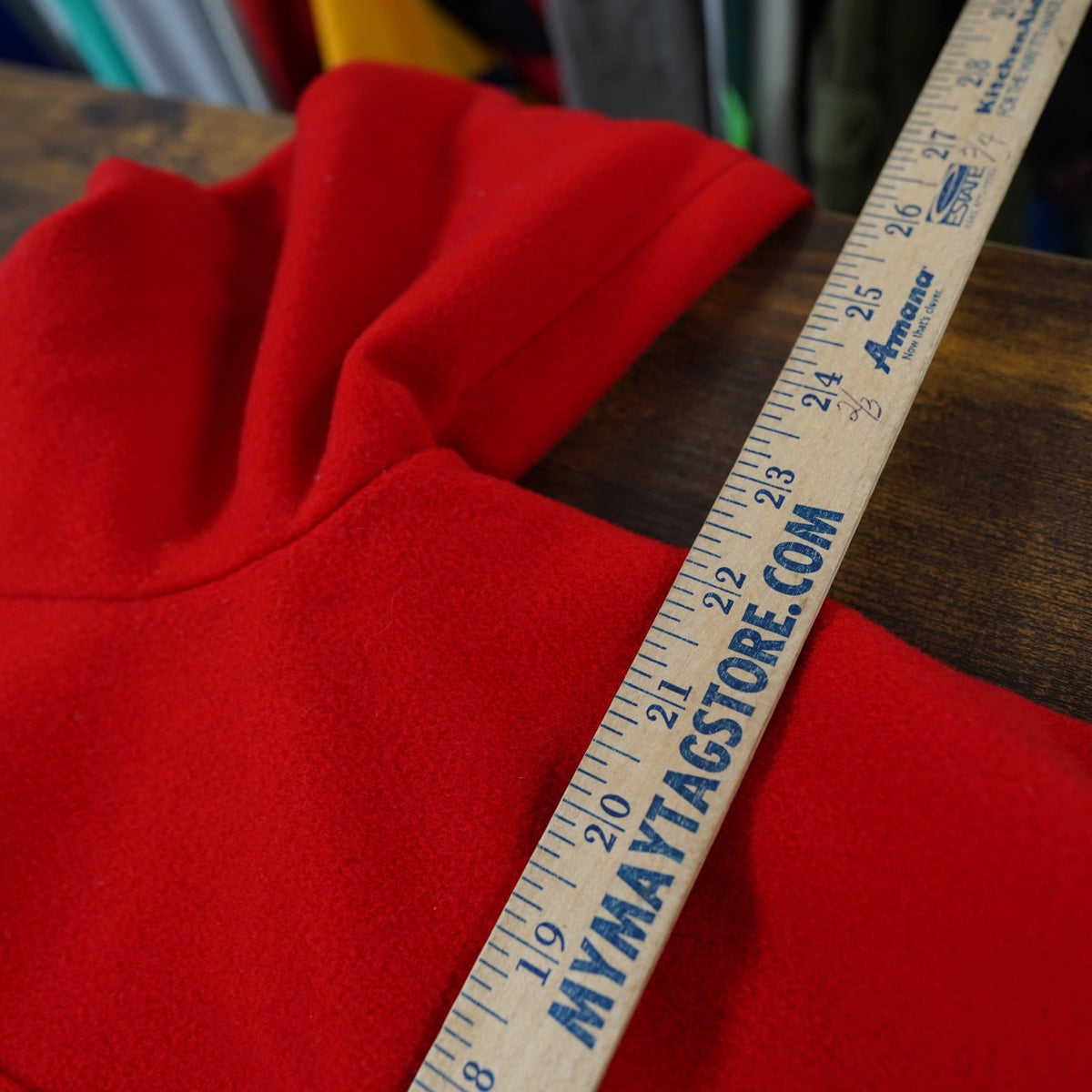 (L) True Vintage M. Liman Co Penguin Fashions Womens L Red Wool Coat w/ Plaid Lining