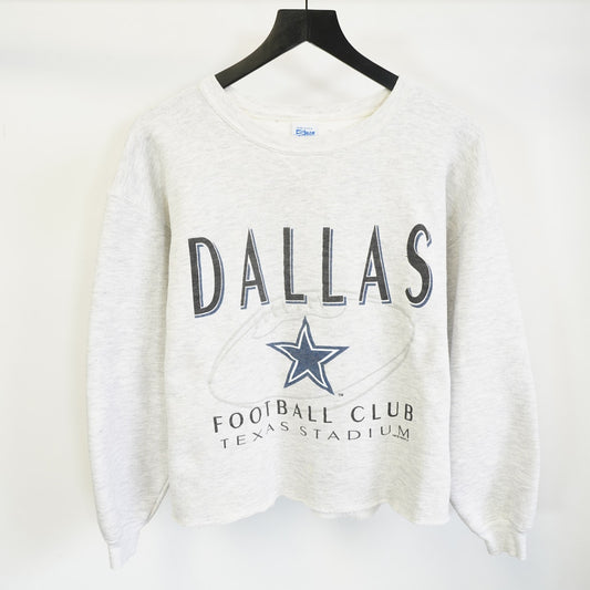 (M) Vintage Dallas Cowboys 90s Crop Top Sweatshirt Women's M Gray Salem Sportswear
