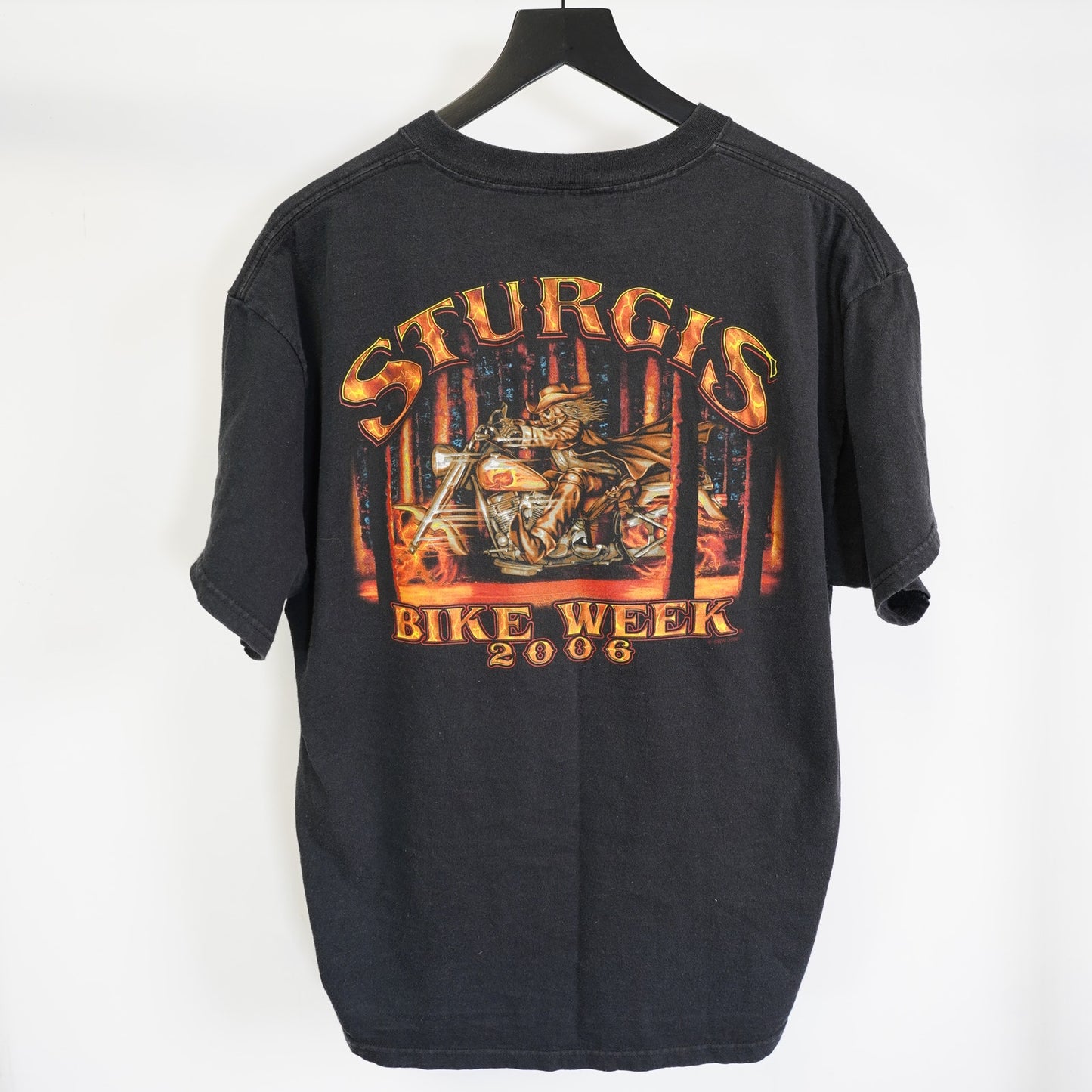 (L) Vintage Sturgis 2006 Biker Rally Motorcycle T-Shirt Men's L Delta Black Skeleton