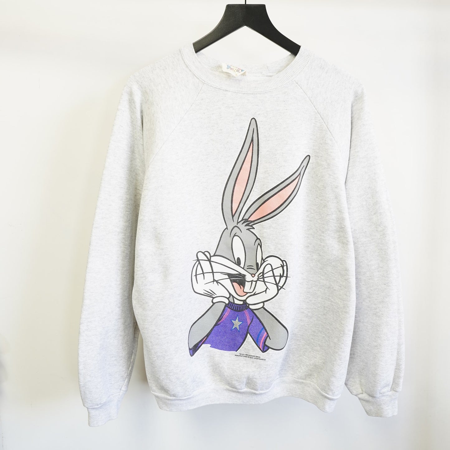 (XL) Vintage Bugs Bunny 90s Cartoon Looney Tunes Sweatshirt Men's XL Gray Retro