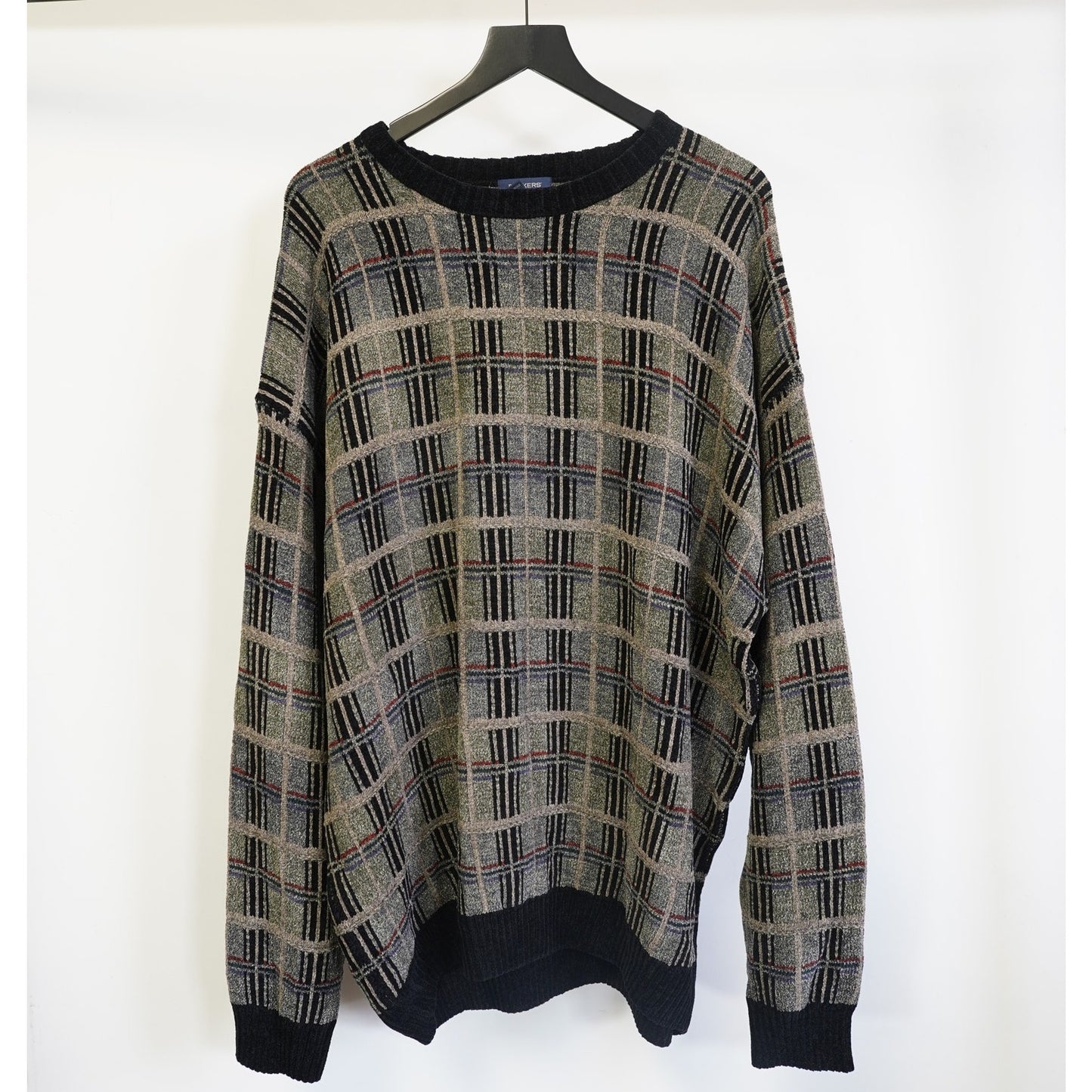 (2XLT) Vintage Dockers 90s Geometric Pattern Knit Sweater Men's 2XLT Tan Black Retro