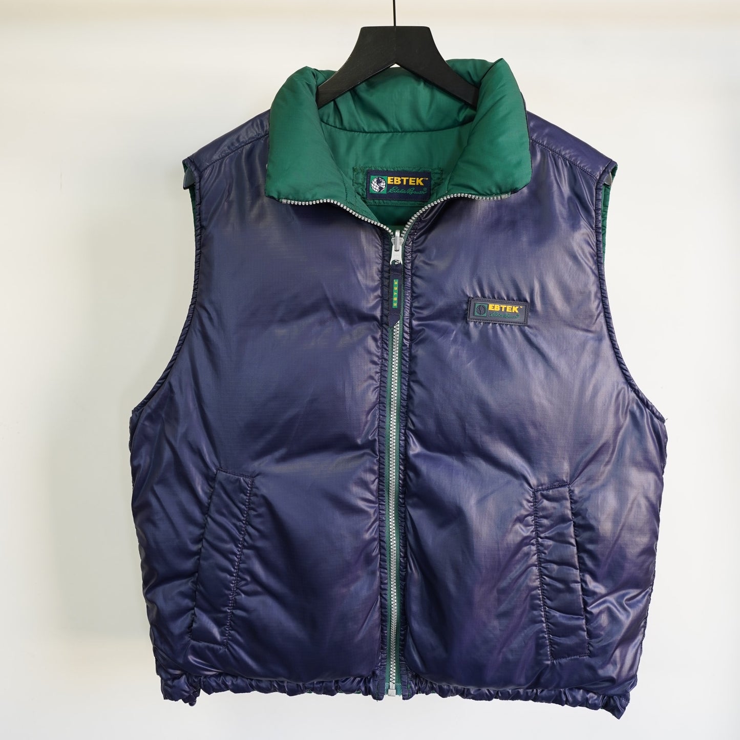 (S/M) Vintage Eddie Bauer Ebtek Reversible 90s Down Puffer Vest Men's S-M Green Blue