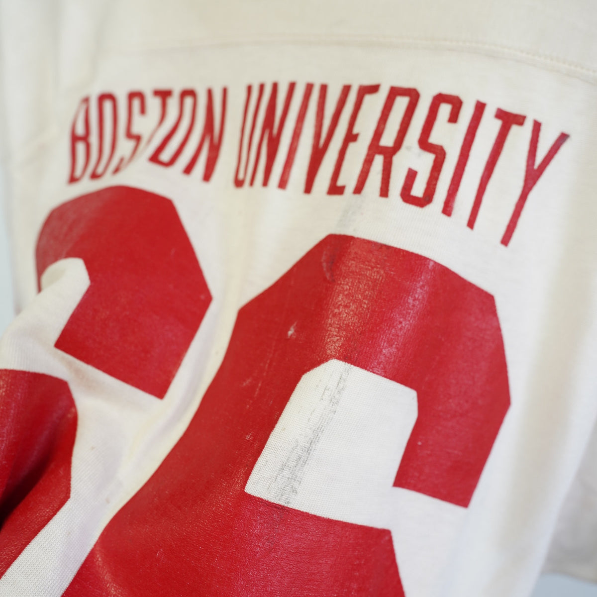(M) True Vintage 70s Boston University Football Jersey Men's M White Red College