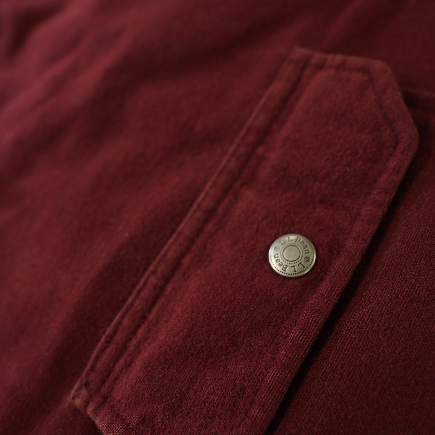 (L) L.L. Bean Chamois Cloth Chore Jacket Men's L Button Up Maroon Insulated Utility