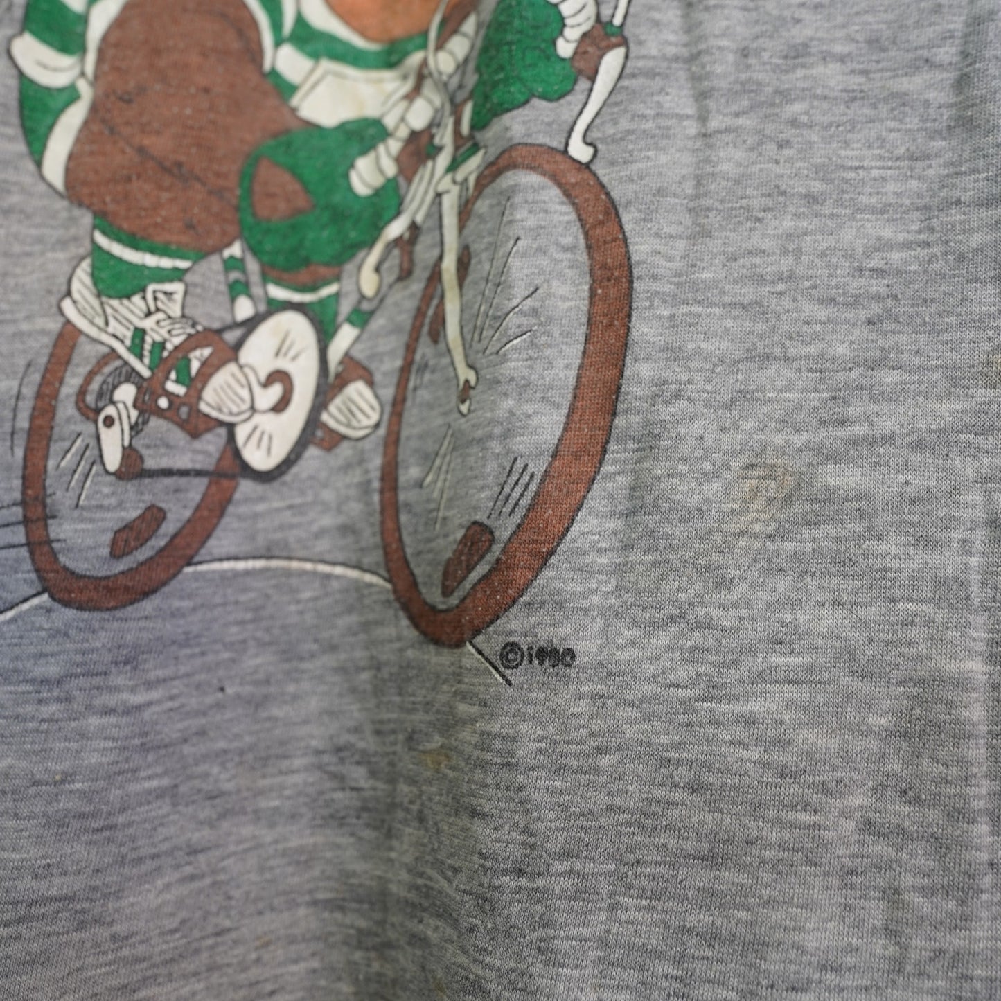 (XS) True Vintage 1980 Beast Bicycle Single Stitch T-Shirt Unisex Gray Distressed