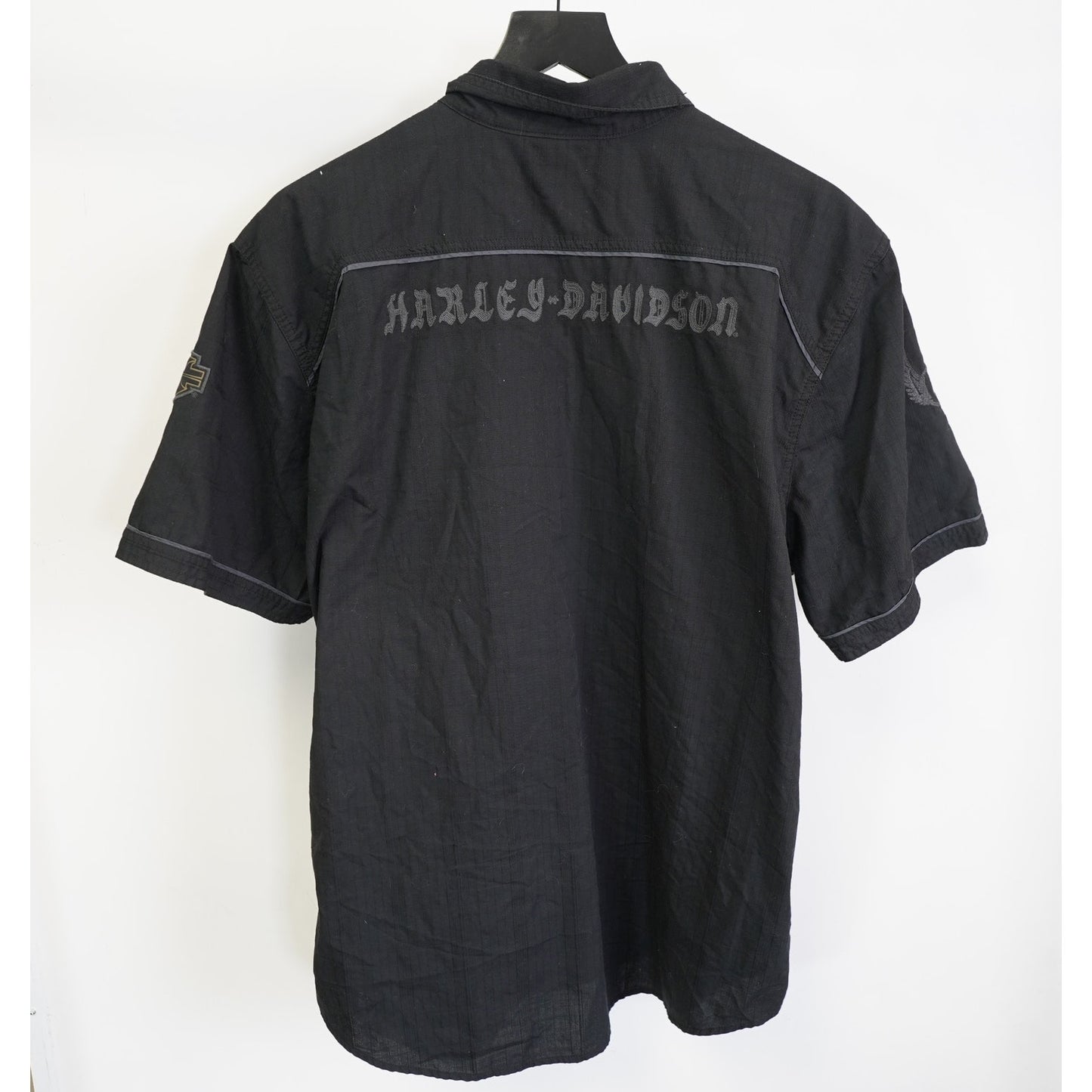 (XL) Harley Davidson Motorcycles Embroidered Button Up Shirt Men's XL Black Biker