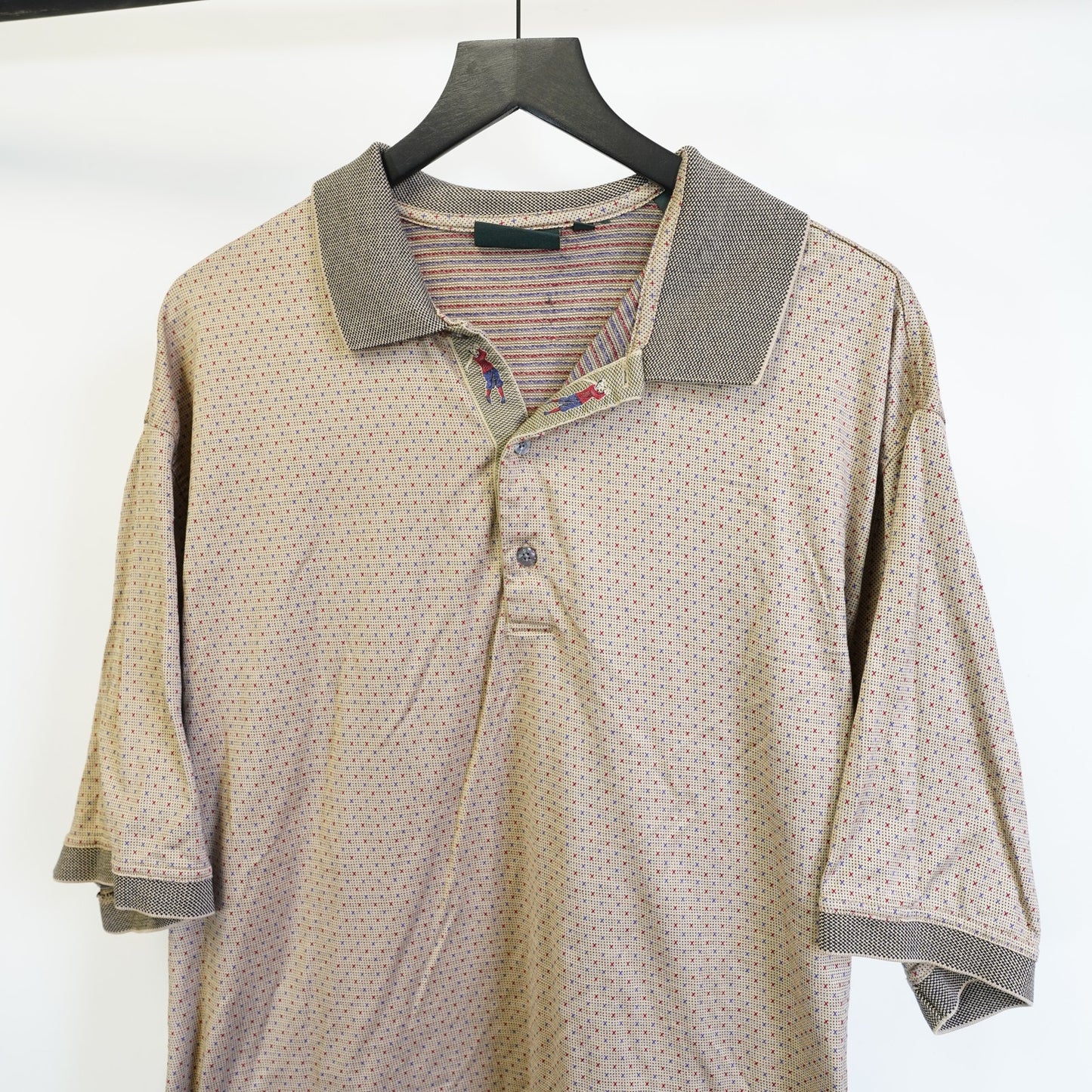 (XXL) Vintage Bobby Jones 90s Geometric Golf Polo Shirt Mens XXL Tan Brown 100% Cotton