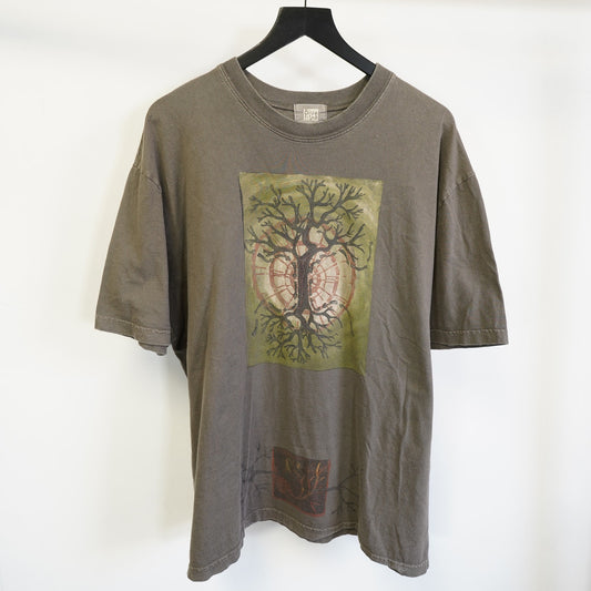 (XXL) Vintage Blue Fish Tree Of Life Graphic Art T-Shirt XXL Gray 2000s Y2K Nature