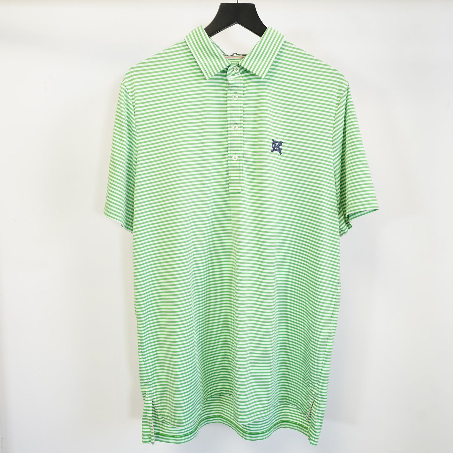 (L) Vintage RLX Ralph Lauren Striped Golf Performance Polo Shirt Men's L Green White
