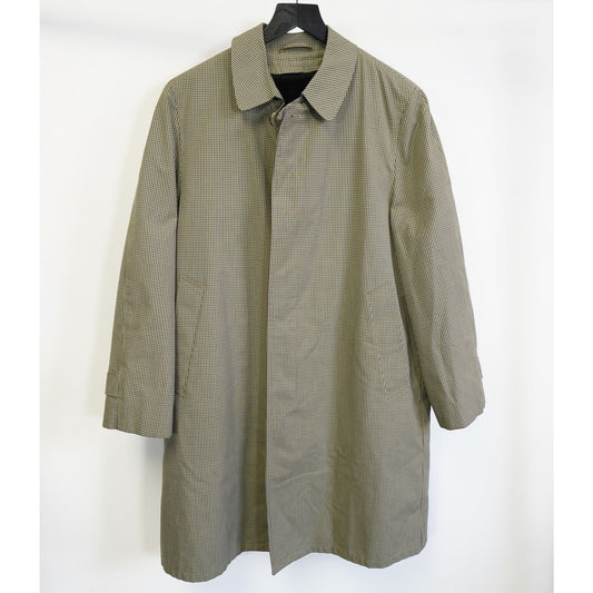 (S) True Vintage Alligator Koratron Houndstooth Trench Coat Men's 36 R Fur Lined Tan
