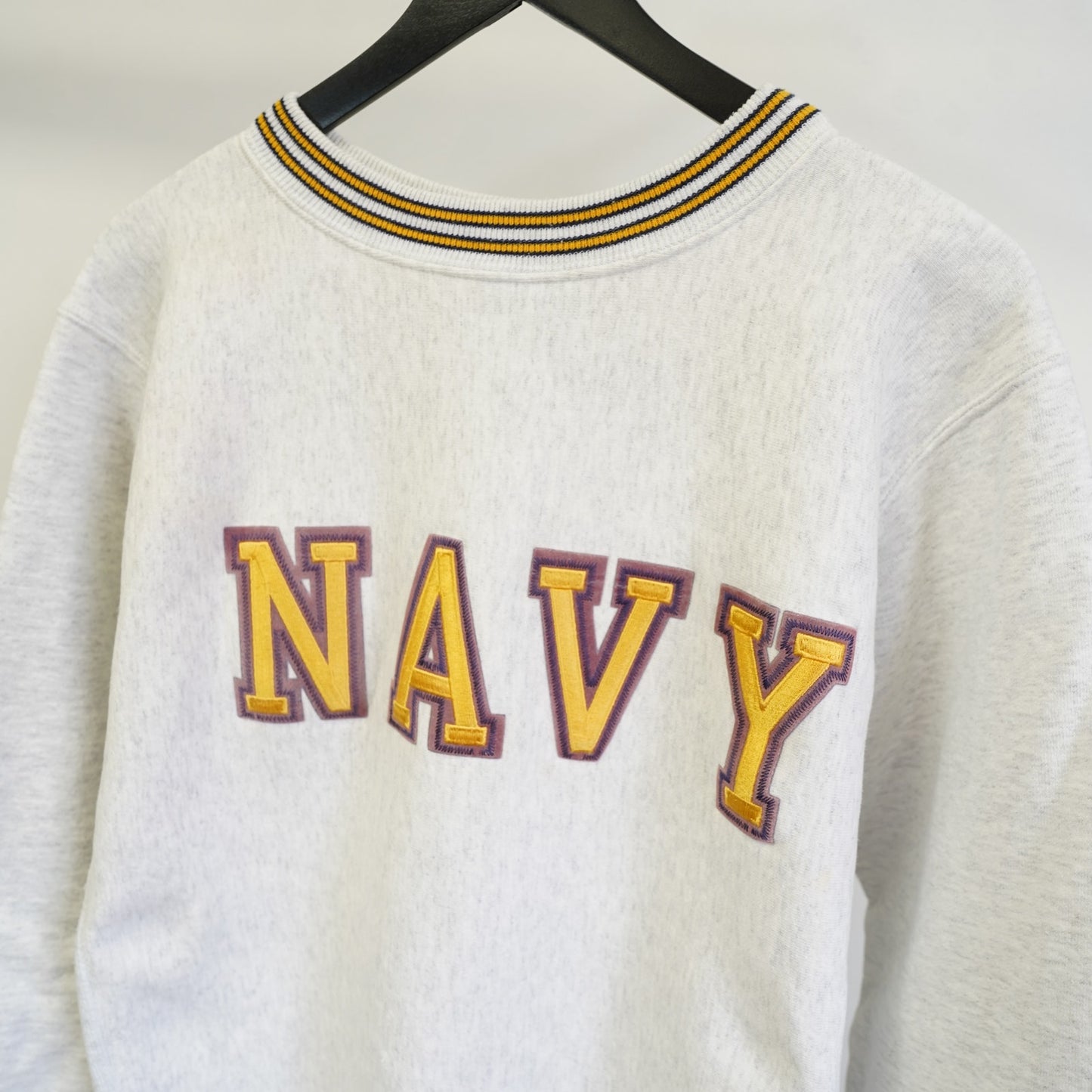 Vintage 1980s US Navy Embroidered Reverse Weave Sweatshirt Men's L Gray Retro