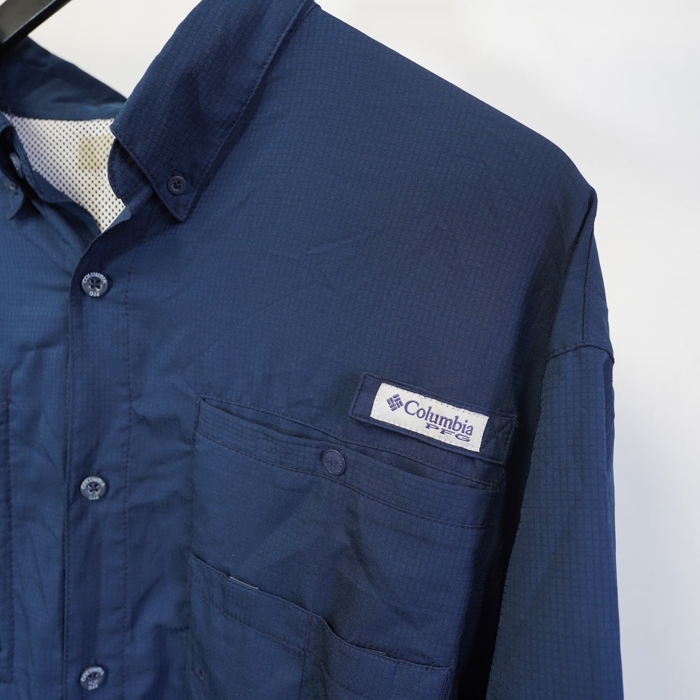 (XXL) Houston Astros Columbia PFG Button Up Fishing Shirt Men's XXL Navy Blue MLB Polo