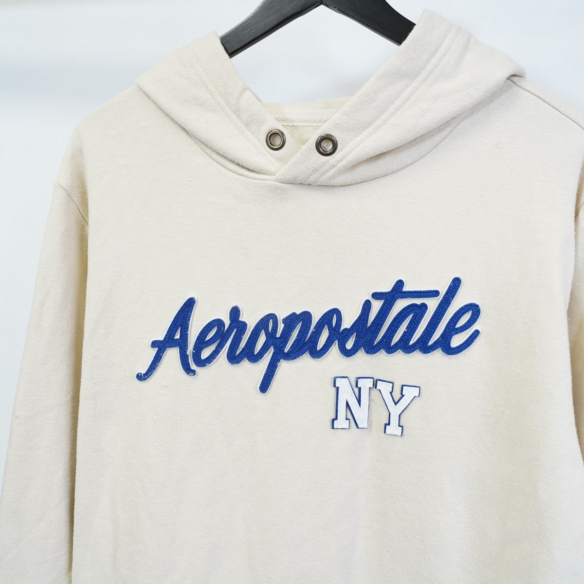 (L) Aeropostale New York Embroidered Y2K Hoodie Men's L Cream 2000s