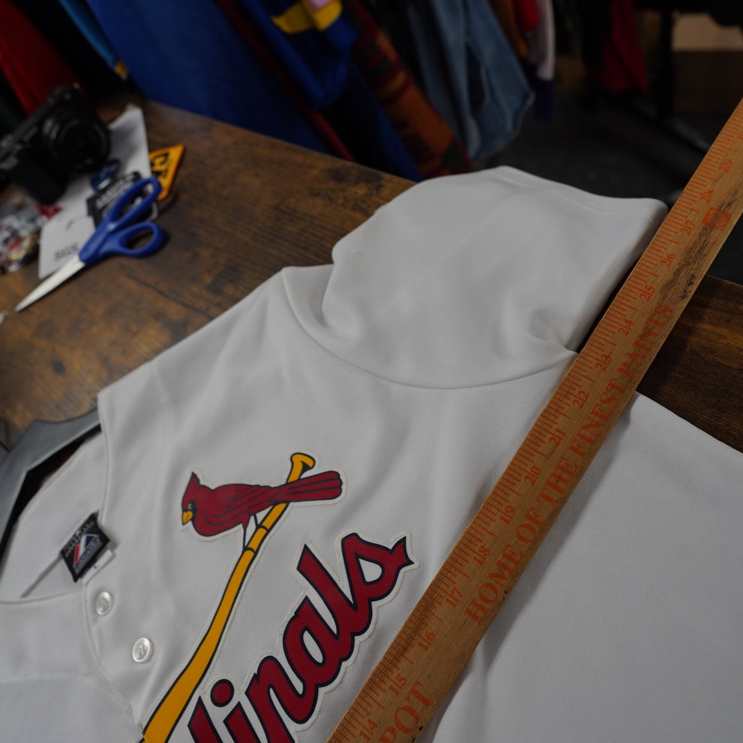 (L) Vintage St. Louis Cardinals Majestic Sewn 2011 World Series Jersey Men's L White