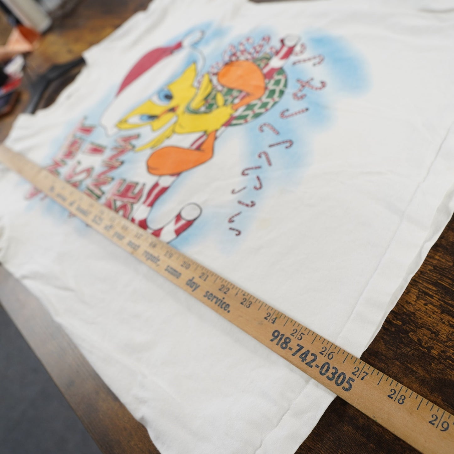 (L) Vintage Looney Tunes Tweety Bird Christmas T-Shirt Men's L White 90s Cartoon