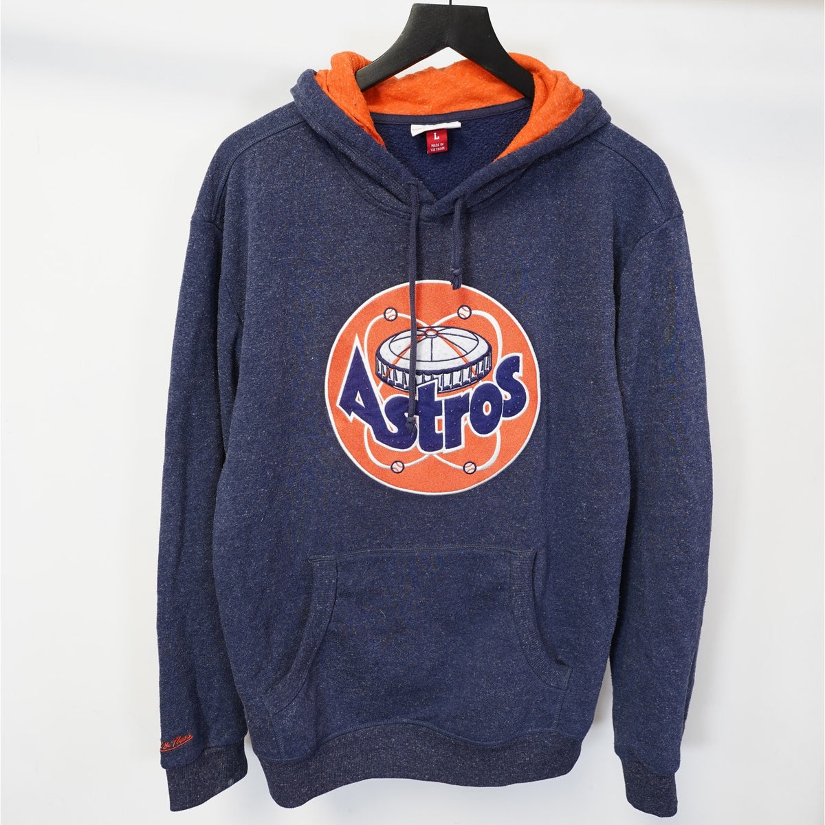 (L) Vintage Houston Astros Embroidered Mitchell & Ness Hoodie Sewn Men' L Navy Retro
