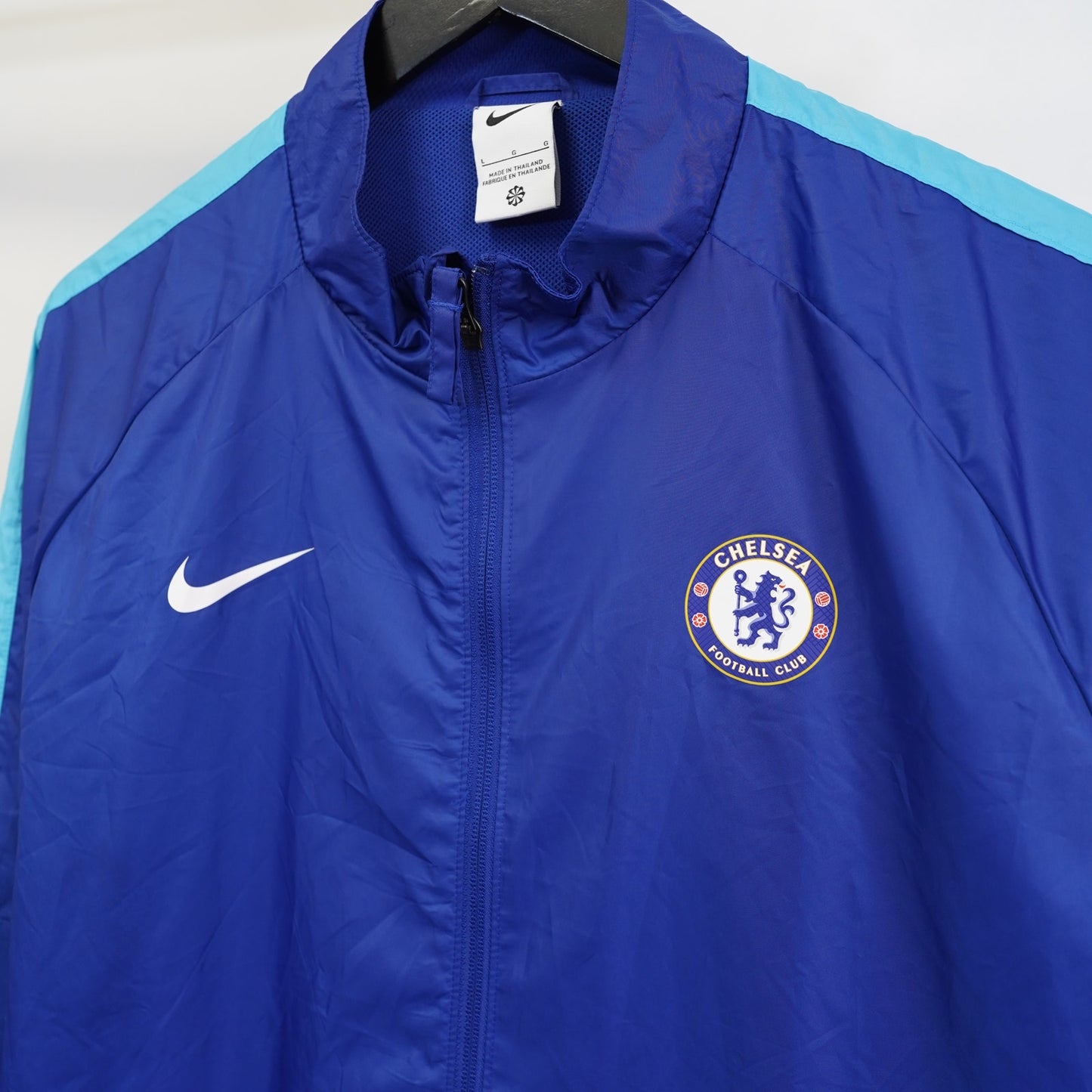 (L) Nike Chelsea FC Soccer Warm Up Windbreaker Jacket Men's L Blue Futbol