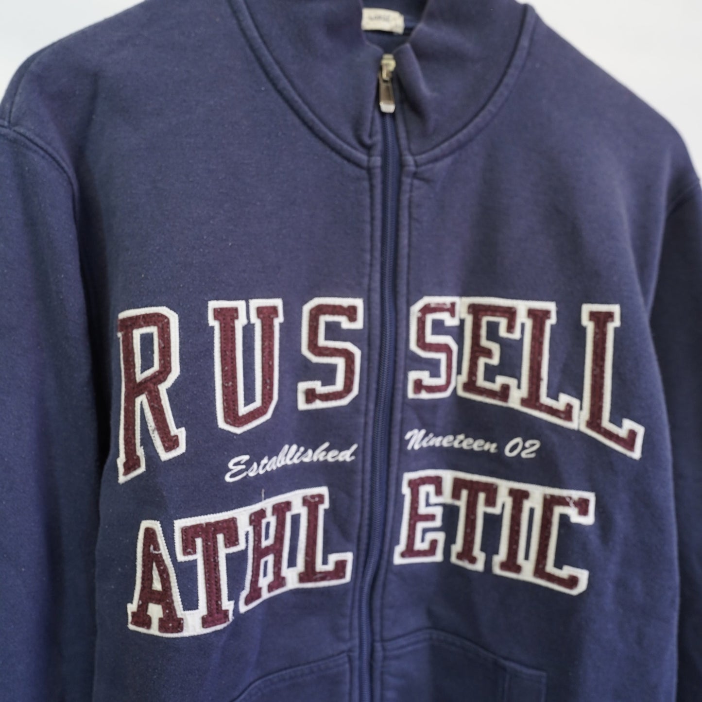 (L) Vintage Russell Athletic Sewn Full Zip Jacket Men's L Navy Blue Retro Utility