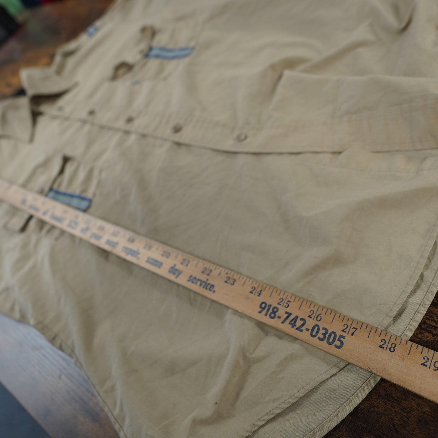 (L) True Vintage Levi's Strauss Khaki Military Button Up Shirt Men's L 70s Workwear