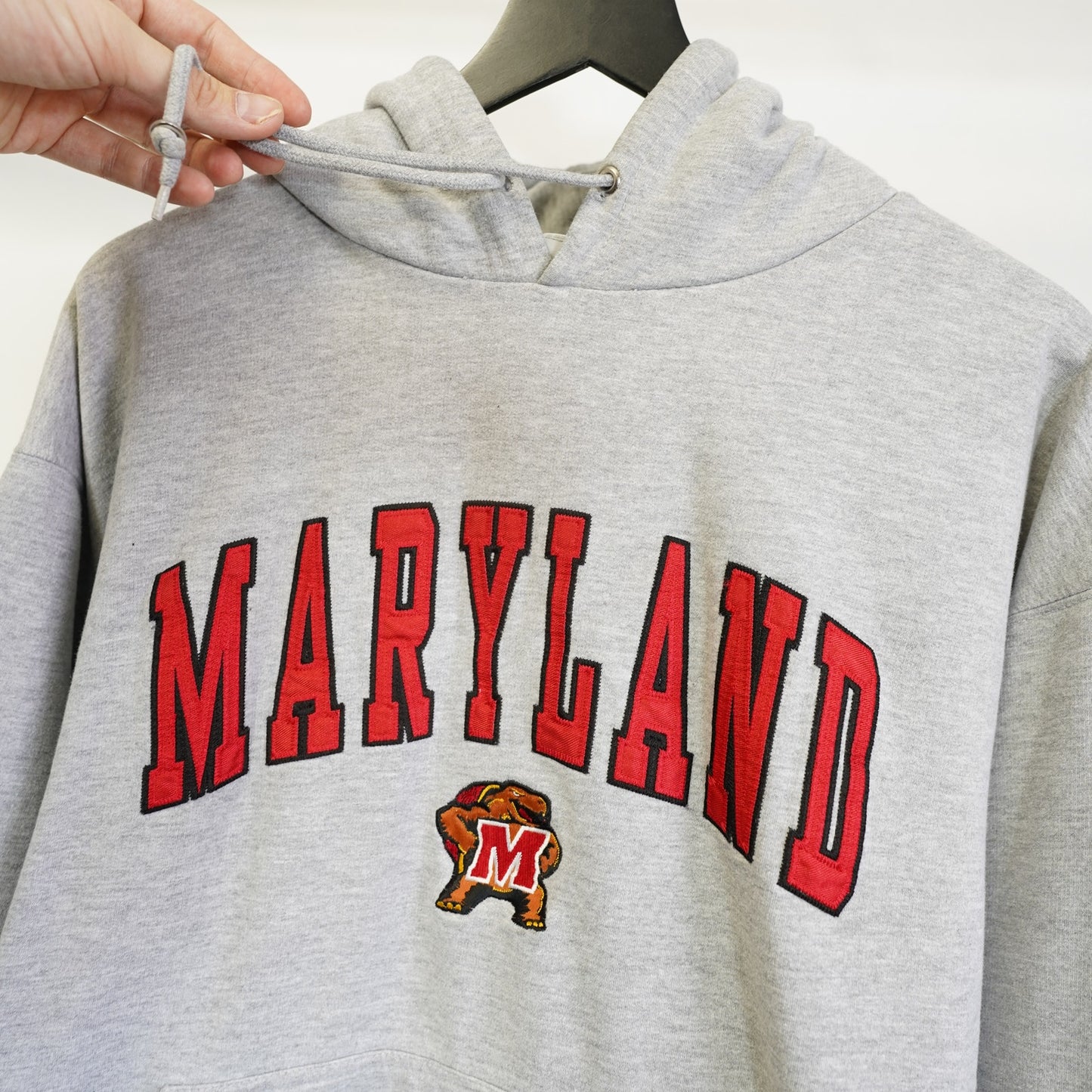 Vintage Maryland Terrapins Embroidered Hoodie Men's L Gray Sewn