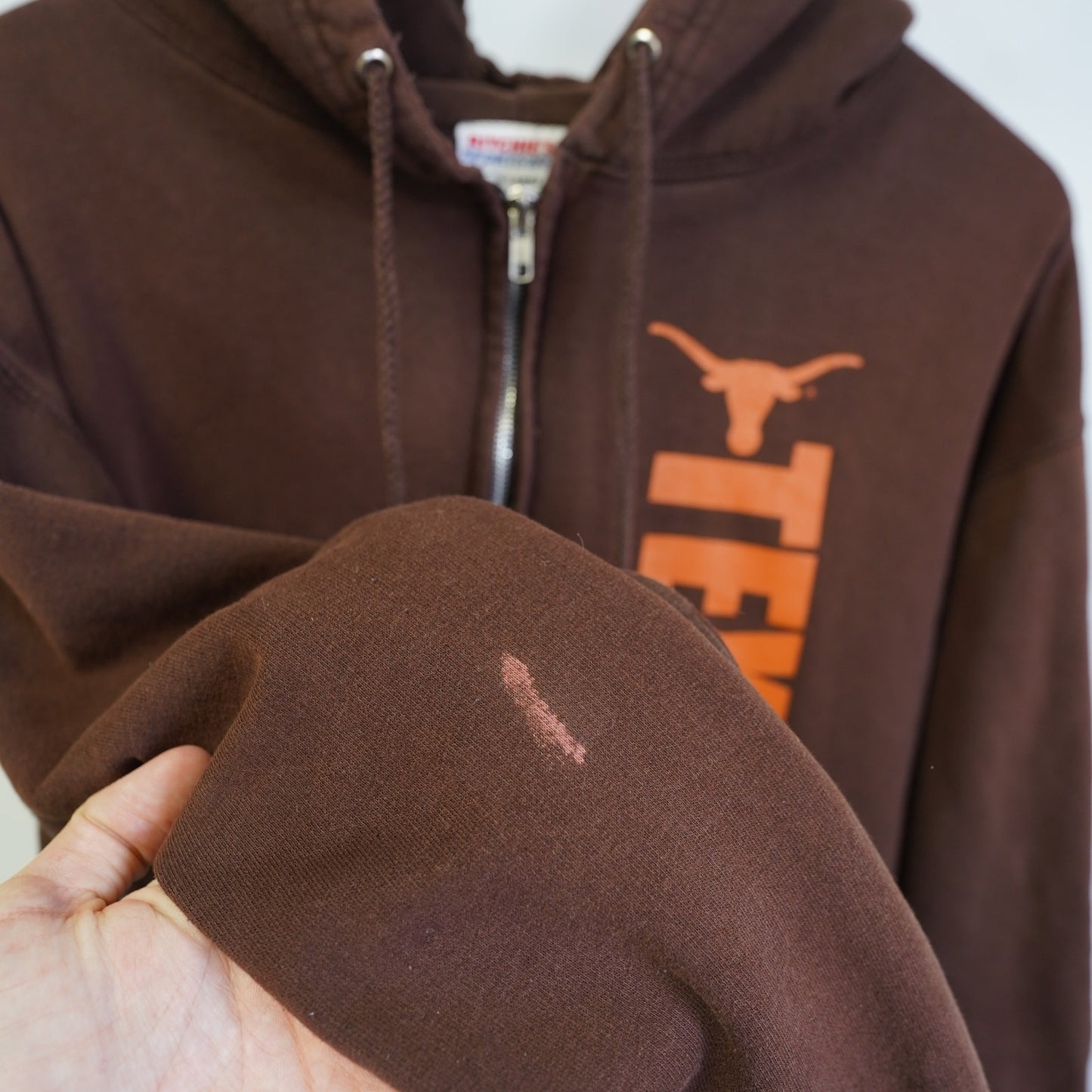 (XL) Vintage Texas Longhorns Full Zip Hoodie Men's XL Brown UT Bevo Retro