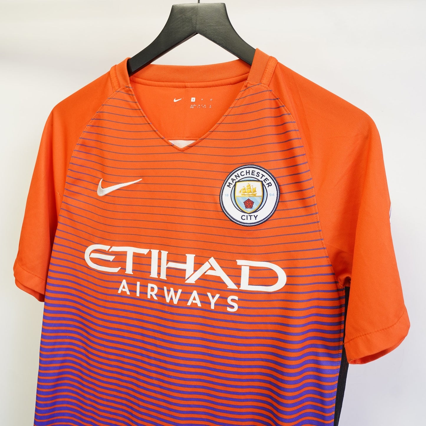 (S) Nike Manchester City 2016-17 Leroy Sané Third Jersey Men's S Orange Purple Retro