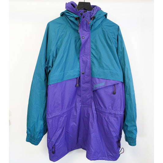 (L) Vintage 90s Jansport Windbreaker Rain Jacket Men's L Aqua Purple Retro Gorpcore
