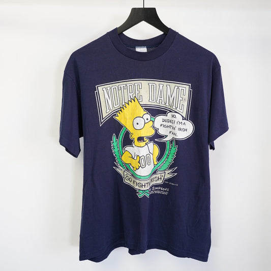 (XL) Vintage Bart Simpson Notre Dame Fighting Irish 90s T-Shirt Men's XL Logo 7 Blue