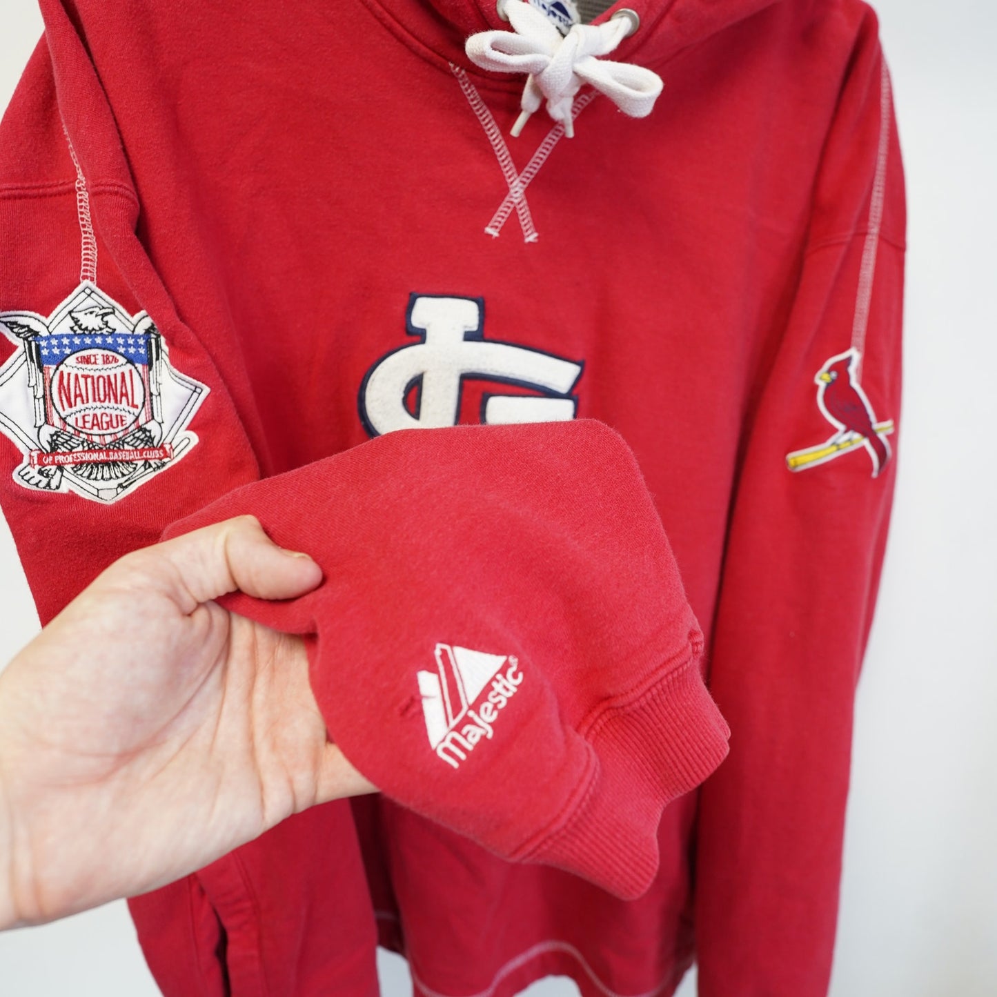 (XXL) Vintage St. Louis Cardinals Majestic Embroidered Hoodie Men's XXL Red MLB Y2K