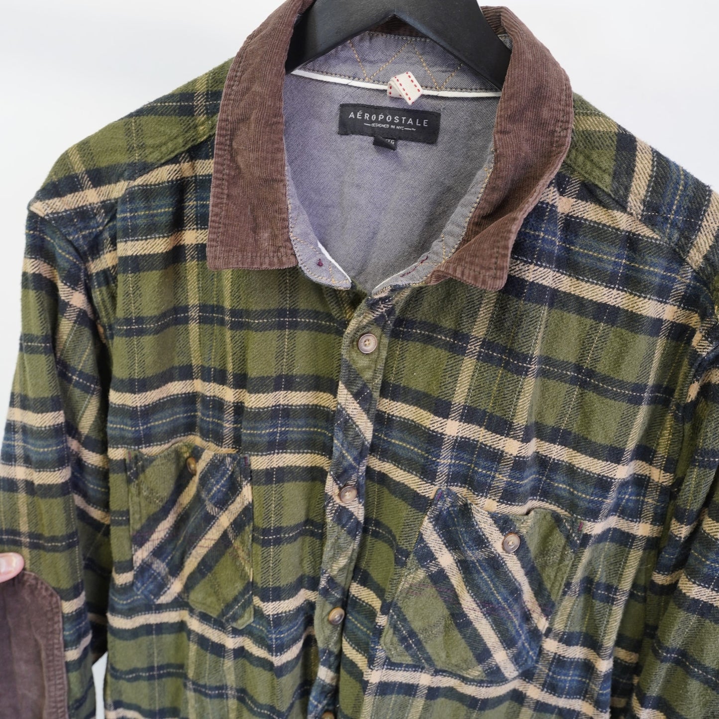 (XL) Vintage Aeropostale Flannel Button Up Shirt Jacket Y2K Men's XL Green 2000s