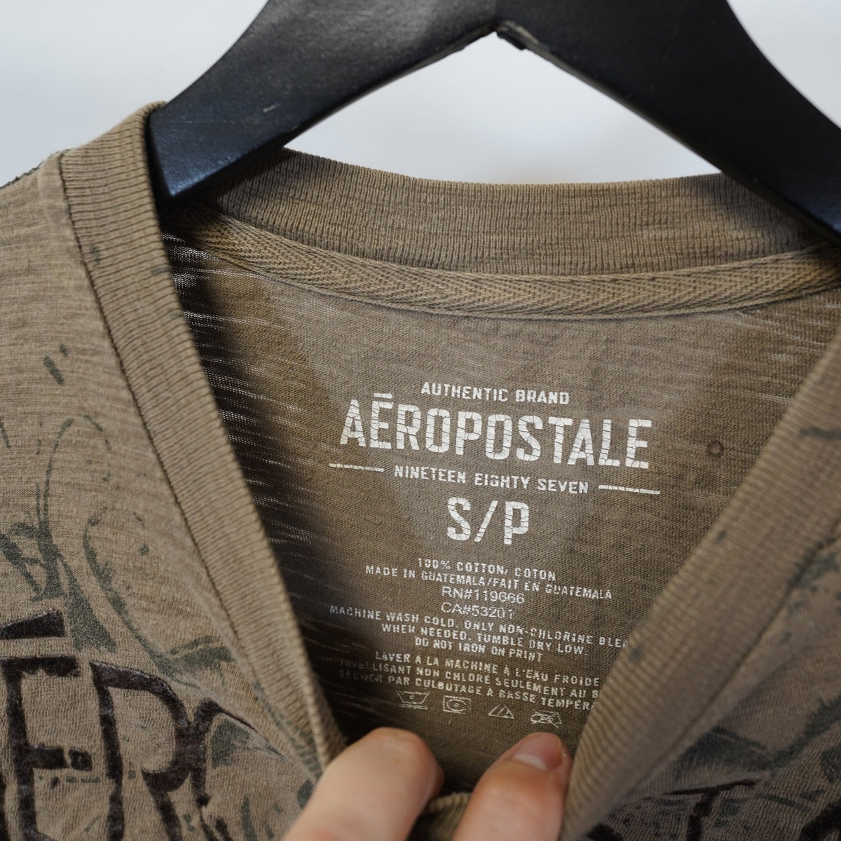 (S) Vintage Aeropostale Y2K Cross Eagle Emo T-Shirt Men's S Tan Brown 2000s