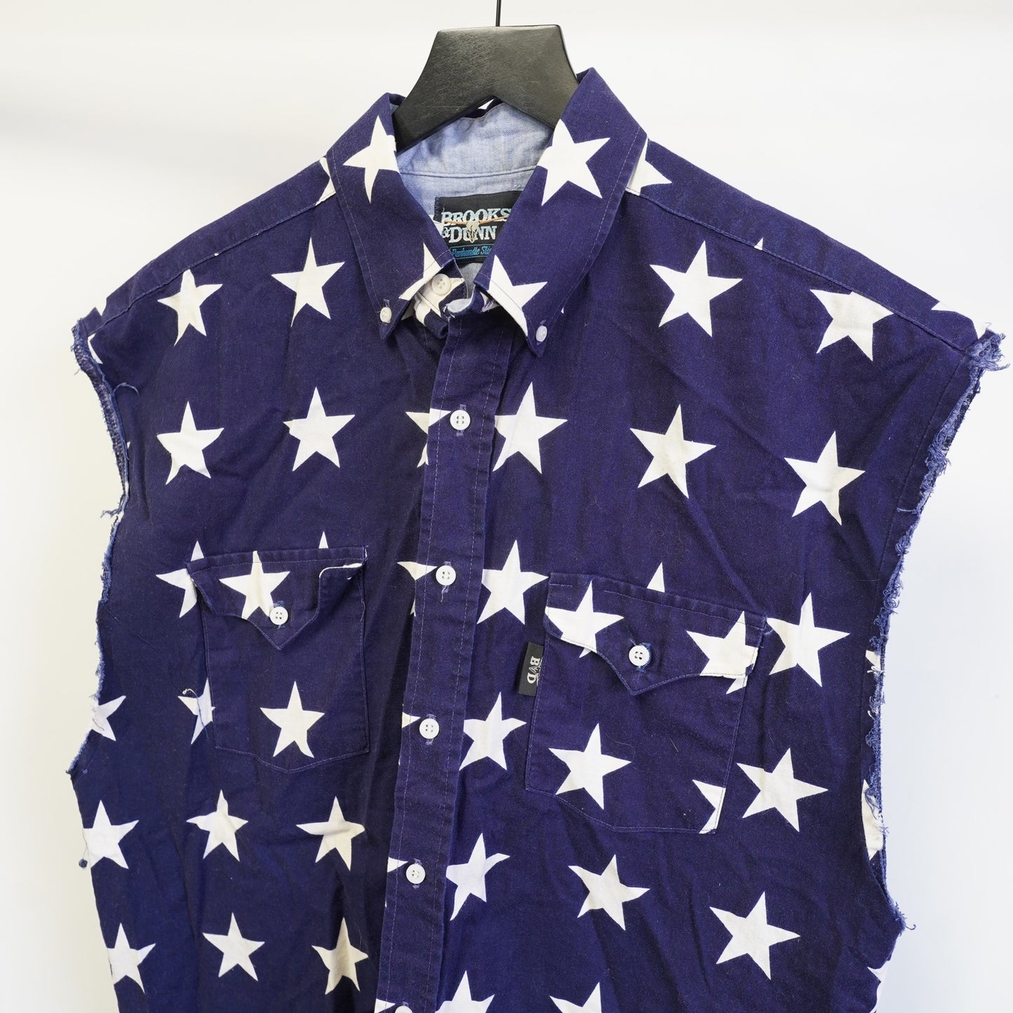 (L) Vintage Brooks & Dunn Pearl Snap American Flag Star Vest Men's L 90s Western