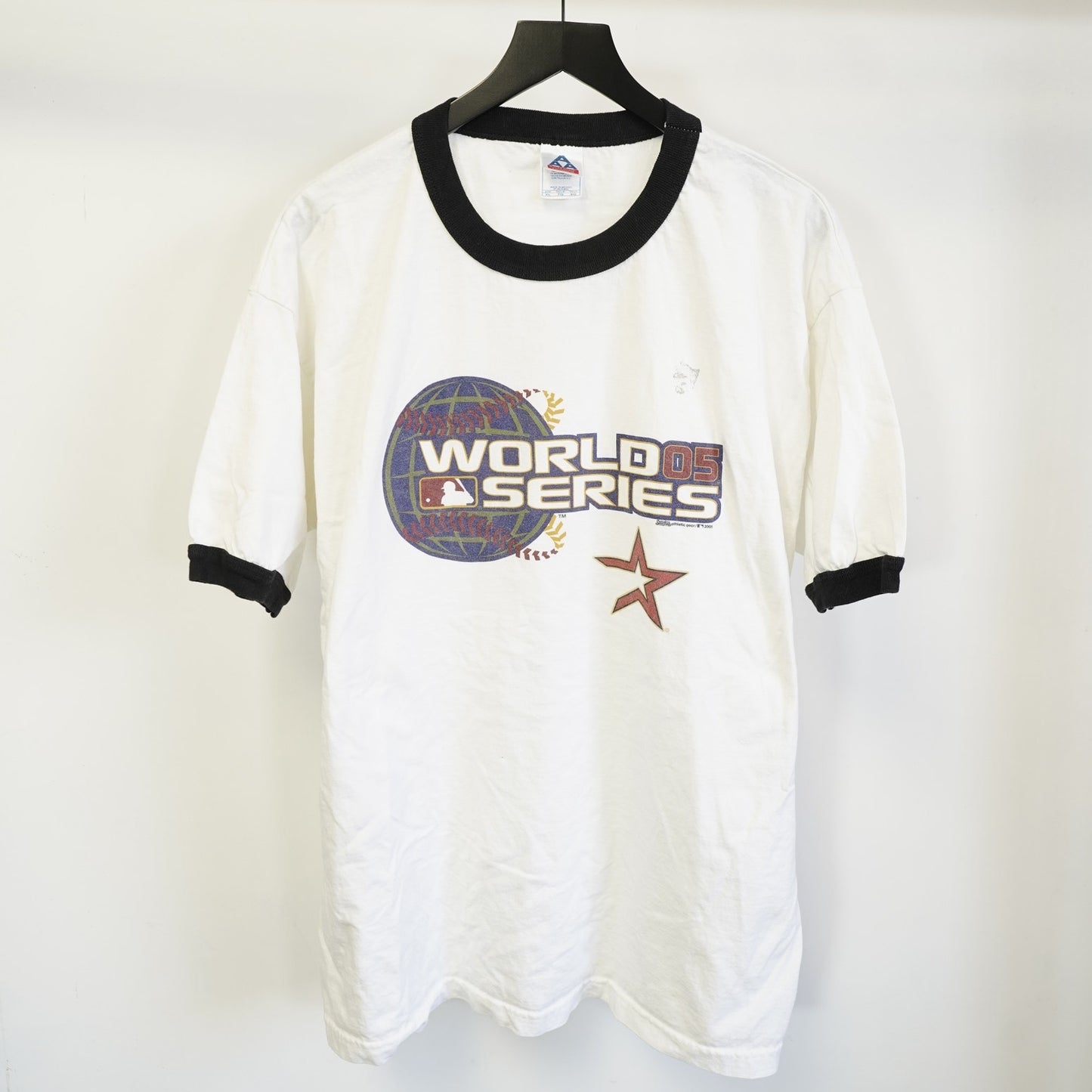 (XL) Vintage Houston Astros Y2K World Series Ringer T-Shirt Men's XL 2000s White
