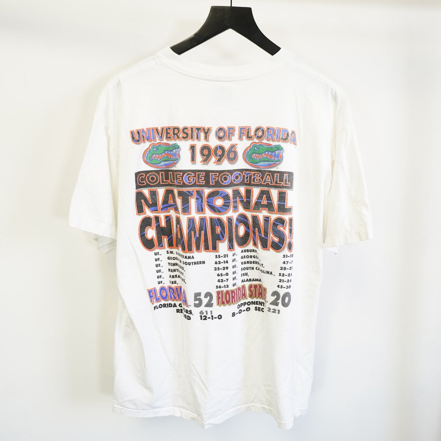 (XL) Vintage University of Florida Gators 1996 Champions T-Shirt Men's XL White 90s