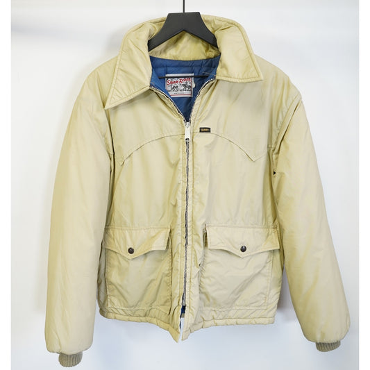 (L) Vintage Lee Storm Rider Western Down Puffer Jacket Men's L Tan Cowboy 80s Ranch