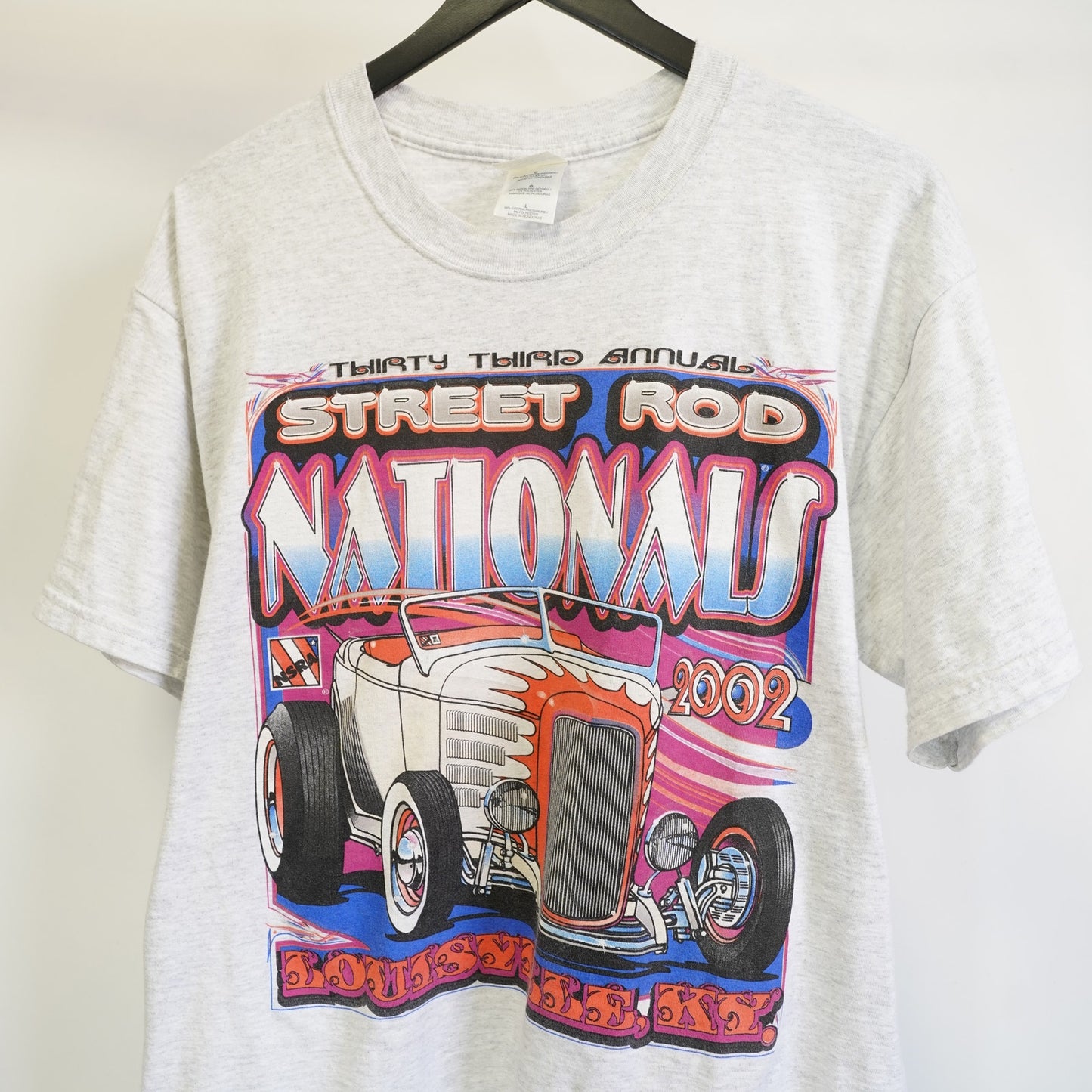 (L) Vintage Street Hot Rod Nationals Racing T-Shirt Men's L 2000s Gildan Gray Y2K