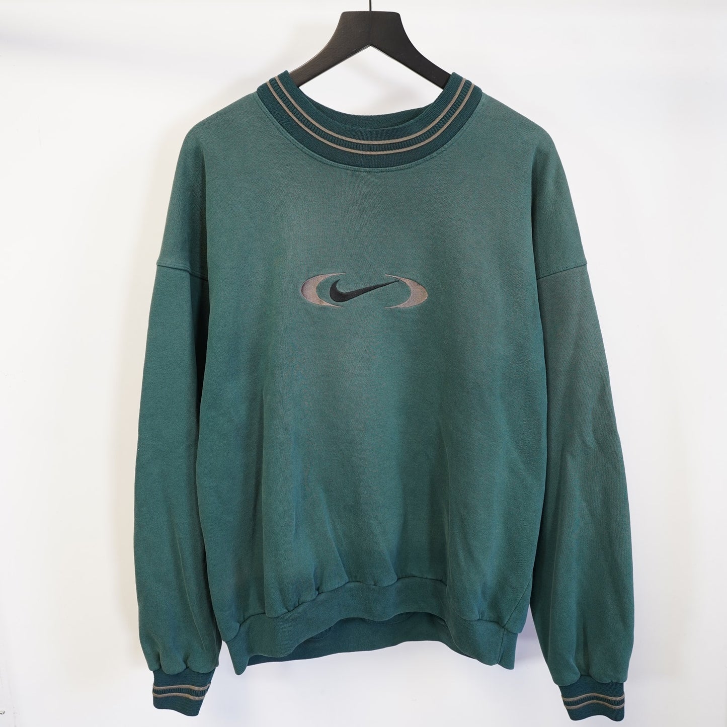 (XXL) Vintage Nike Center Swoosh Stitched Crewneck Sweatshirt Men's XXL Green 90s