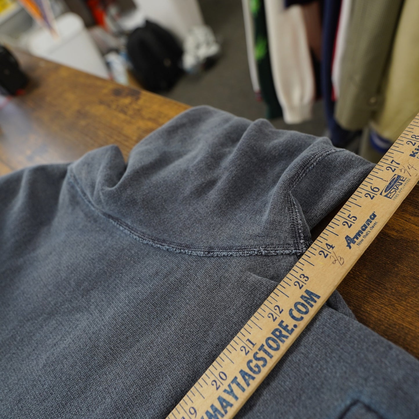 (L) Todd Snyder Heavy Cotton Popover Hoodie Men's L Stone Washed Blue Made in Canada