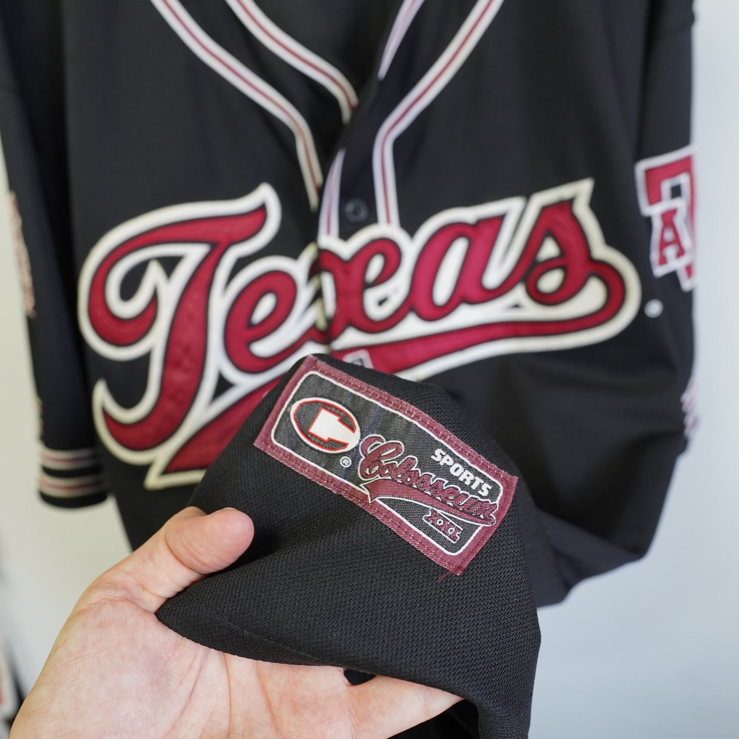 (XL) Vintage Texas A&M Aggies Embroidered Baseball Jersey Men's XL Black Retro ATM